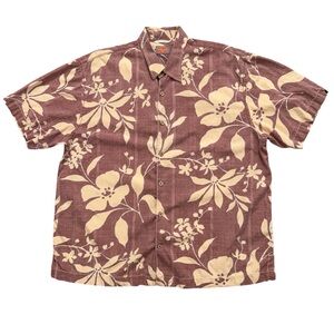 Tommy Bahama Shirt Mens Size 2XL Short Sleeve Hawaiian Silk Floral Pink